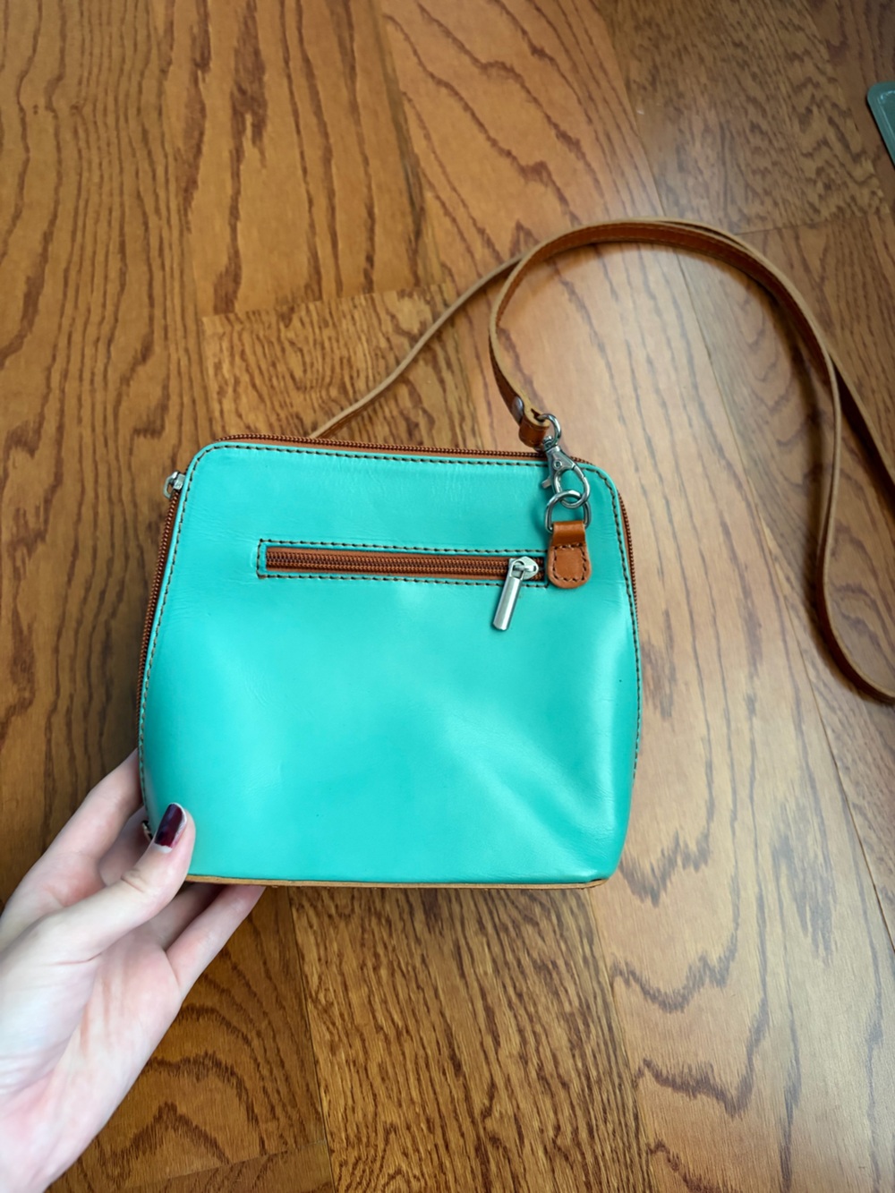 Teal Crossbody Leather Bag from Italy - Stylish Everyday Bag